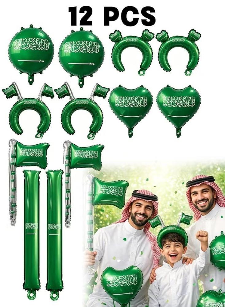 طقم احتفال العلم السعودي — 12 قطعة