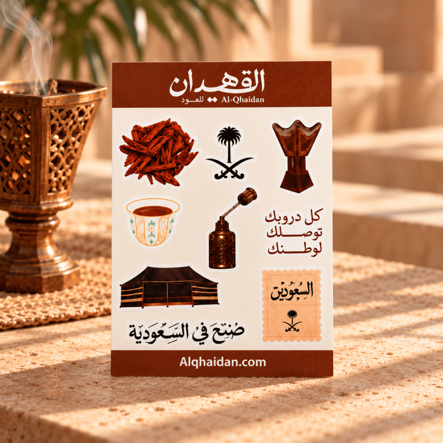 مبخرة حجم وسط نقش سعودي من الخشب الطبيعي
