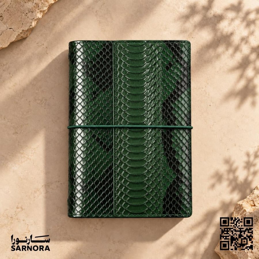 نوت بوك جلد ثعبان اخضر