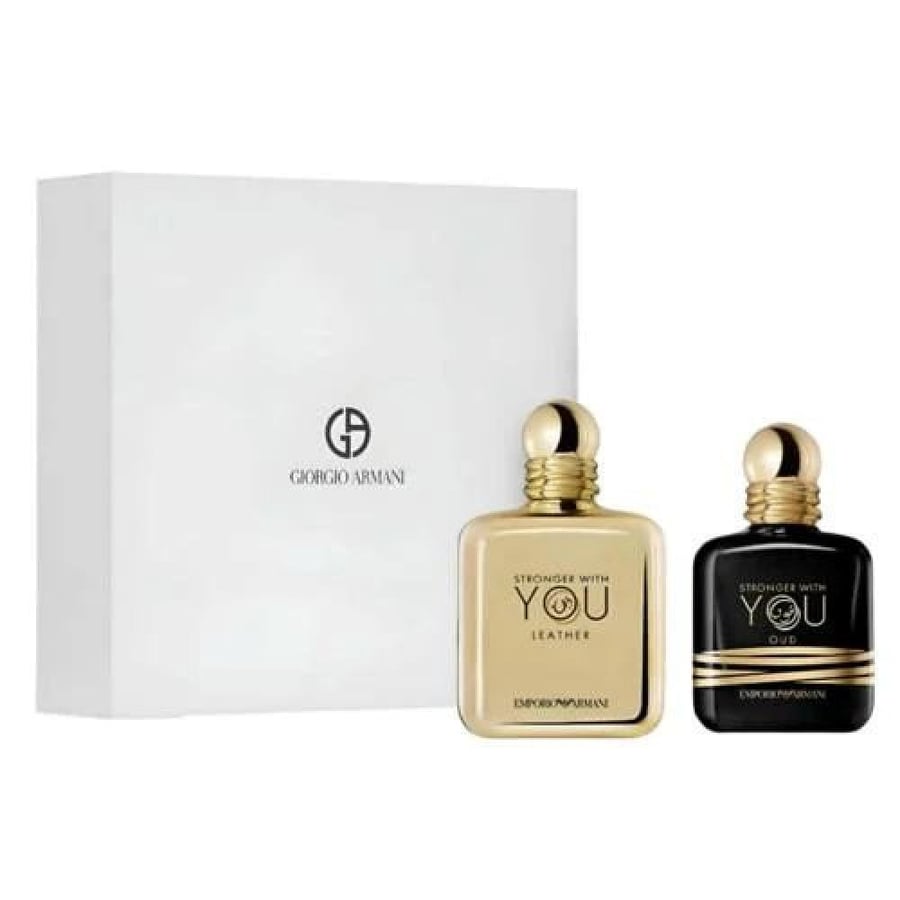 طقم عطر ارماني سترونقر ويذ يو ليذر عود 100مل 50مل اصلي رجالي نجم ريم
