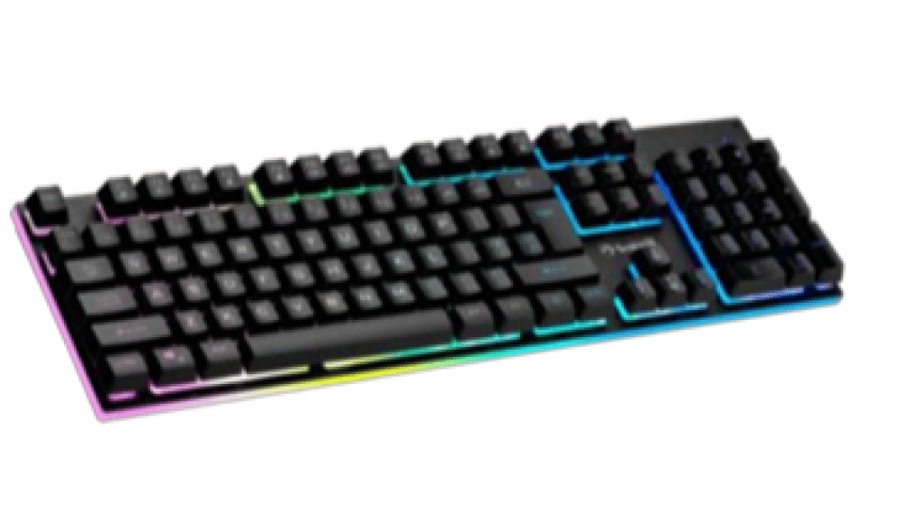 لوحة مفاتيح سلكية MARVO K604، عمر المفاتيح: 10 ملايين ضغطة، إضاءة خلفية RGB، عدد المفاتيح: 104 مفاتيح، طول الكابل: 1.5 متر، خاصية منع تداخل الضغطات (Anti-ghosting): تدعم 19 مفتاحاً، 12 مفتاح اختصار للوسائط المتعددة.