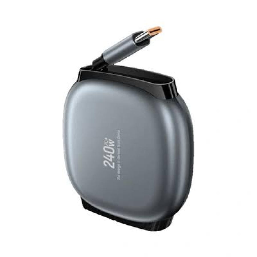 كابل DEVIA USB-C PD قابل للتمدد بقدرة 240 واط وطول 1 متر (EC662)، رمادي
