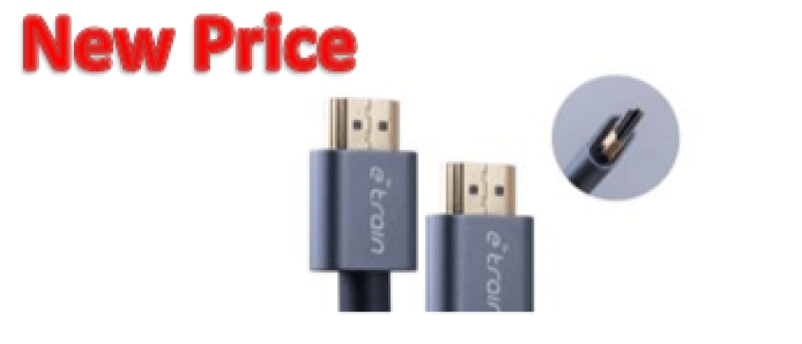 كابل HDMI إلى HDMI دائري من Etrain، يدعم دقة 4K، بطول 1.5 متر، موصلات مطلية بالذهب، لون رمادي.