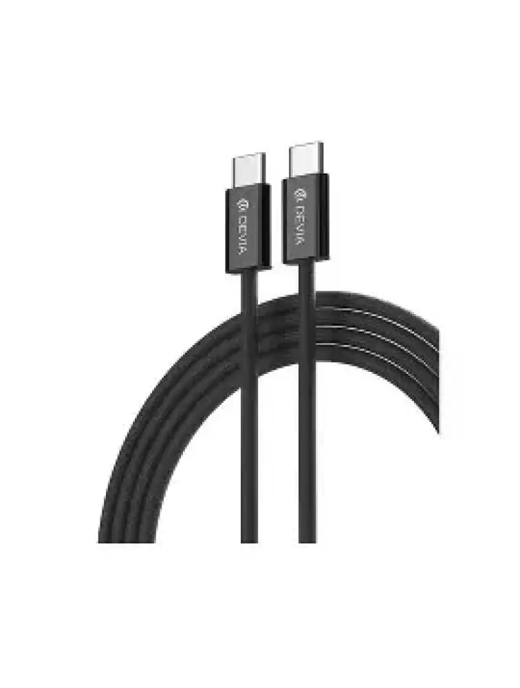 كابل DEVA EC325 Smart Series PD من USB-C إلى USB-C بقدرة 60 واط سريع، مضفر، طول 1 متر، أسود