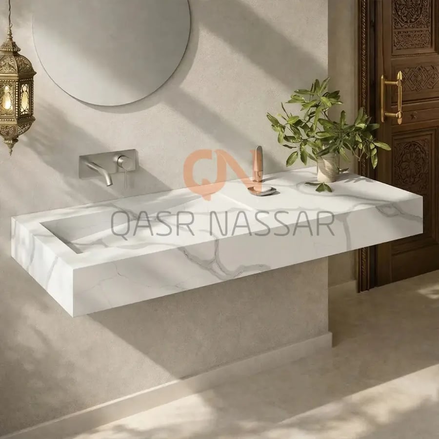 مغسلة رخام ابيض مودرن أوريانو