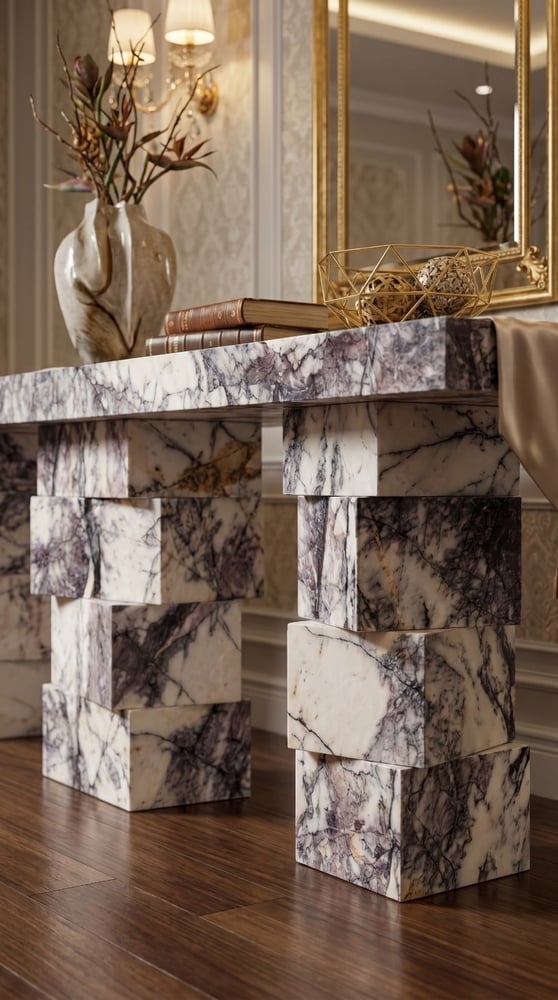 Luxury Lilac Turkish marble console