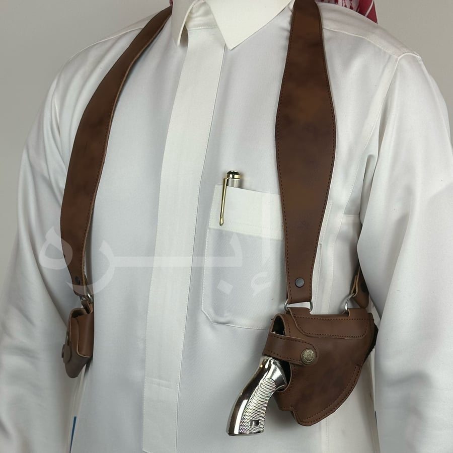 Gun-shaped leather holster with full camouflage color