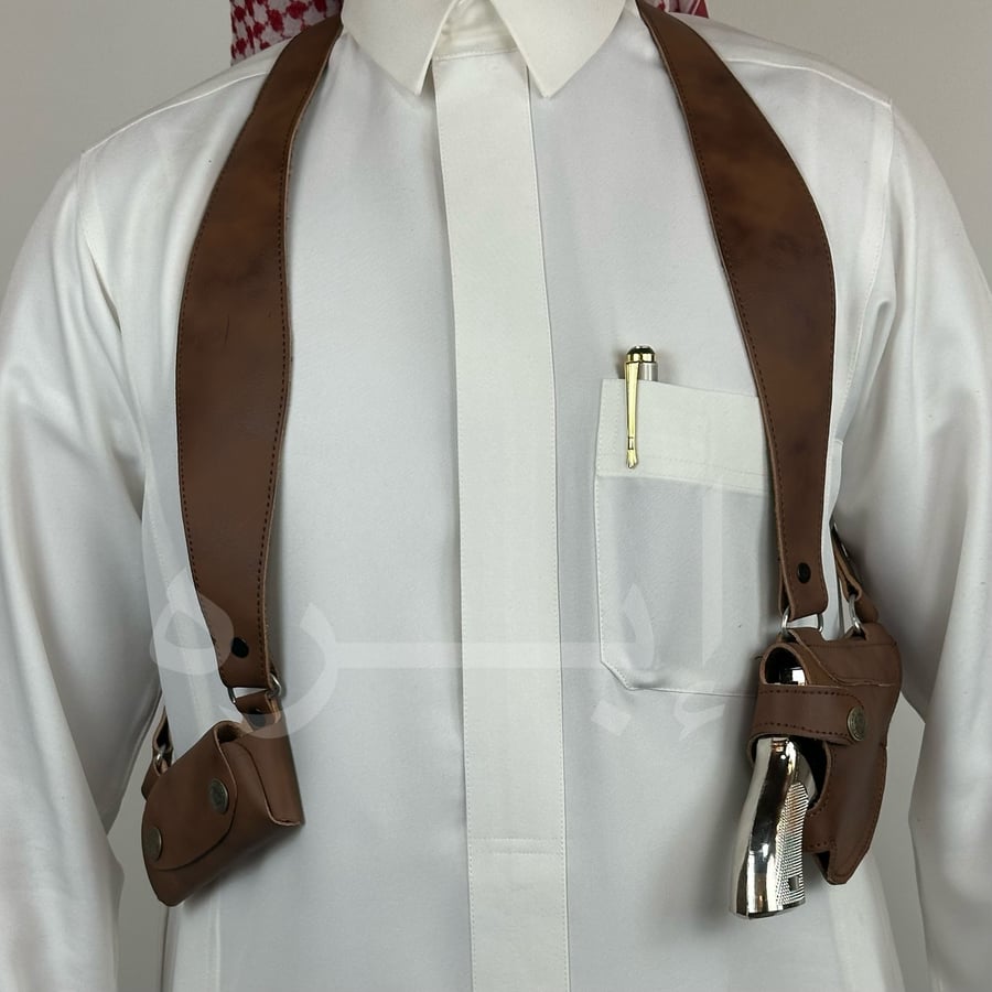 Gun-shaped leather holster with full camouflage color