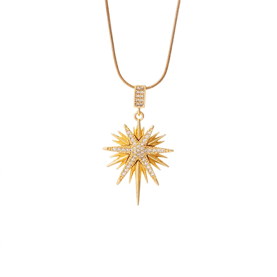 Shining zircon geometric star necklace - rotating pendant