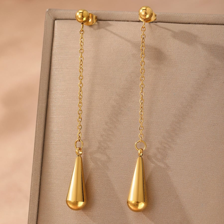 أقراط دمعة فاخرة ستيل ذهب 18K  بلاك سيزون