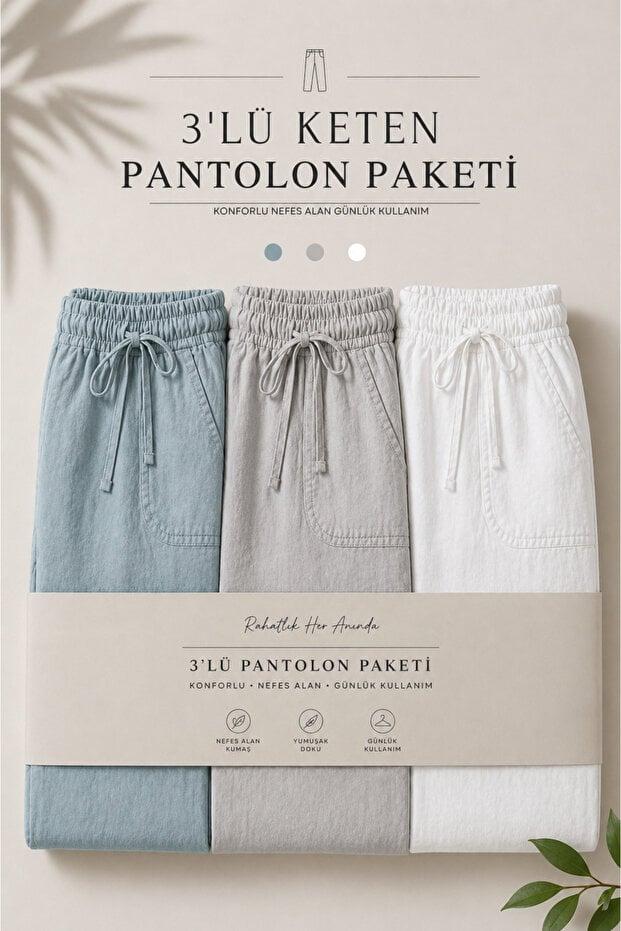 DAMGA JEANS 3 قطع من بناطيل الجوجر الكتانية الصيفية الفاخرة للرجال
