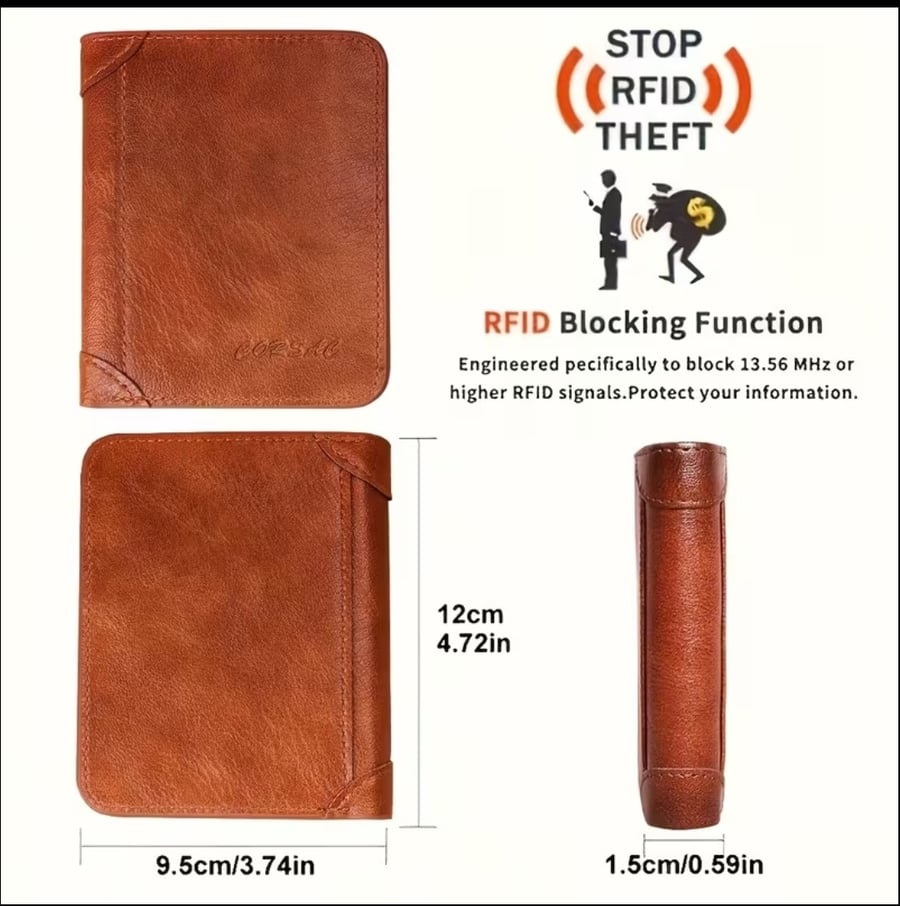 محفظة رجالية جلد RFID