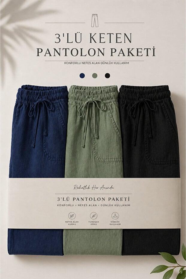 DAMGA JEANS 3 قطع من بناطيل الجوجر الكتانية الصيفية الفاخرة للرجال