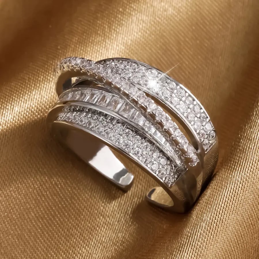 خاتم نجمة متعدد الطبقات مطلي ذهب 18K