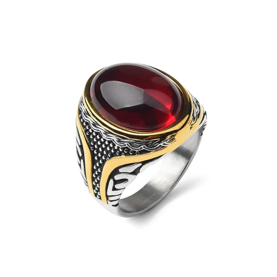 خاتم ستيل أحجار متعددة R3231