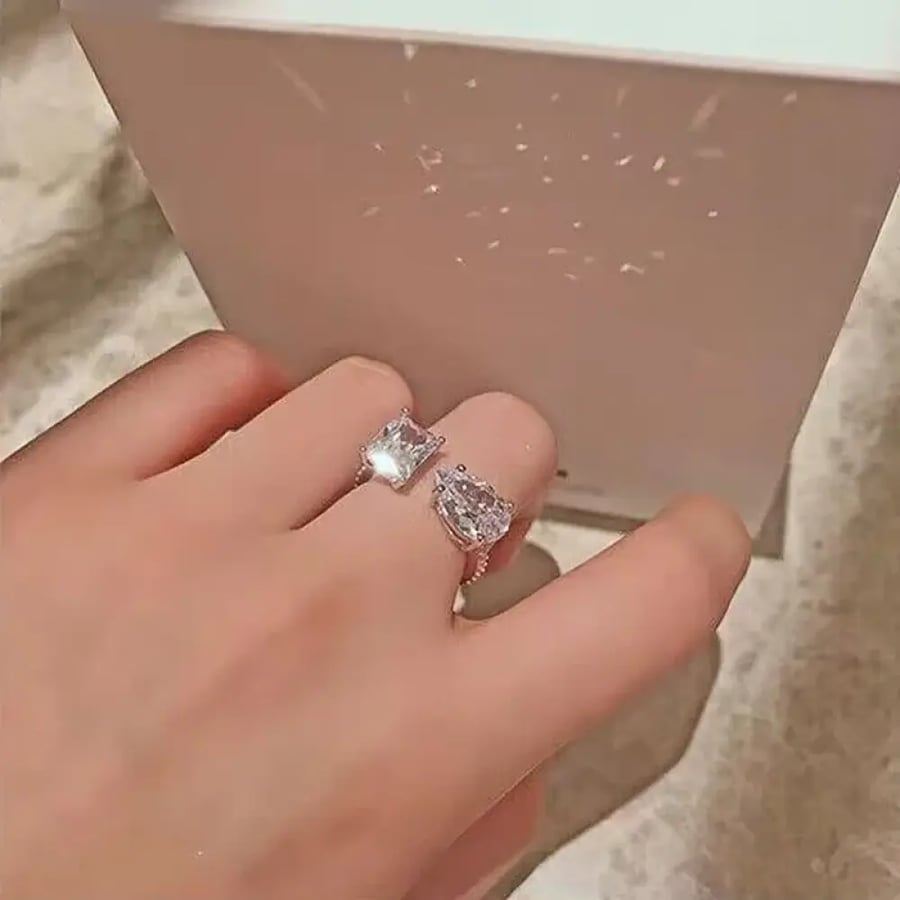 خواتم مستطيلة فضي مشرق