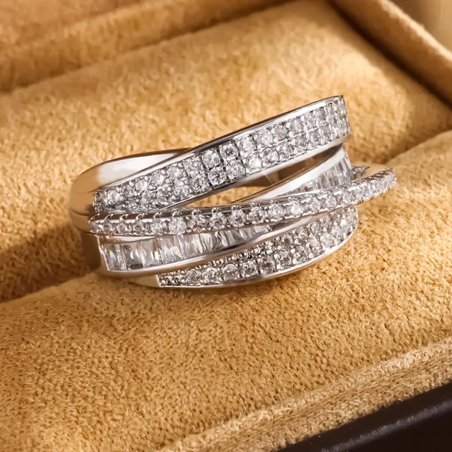 خاتم نجمة متعدد الطبقات مطلي ذهب 18K