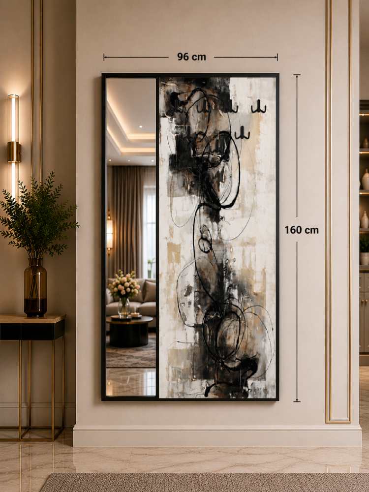 لوحة علاقة عبايات مع مرايا تصميم عصري