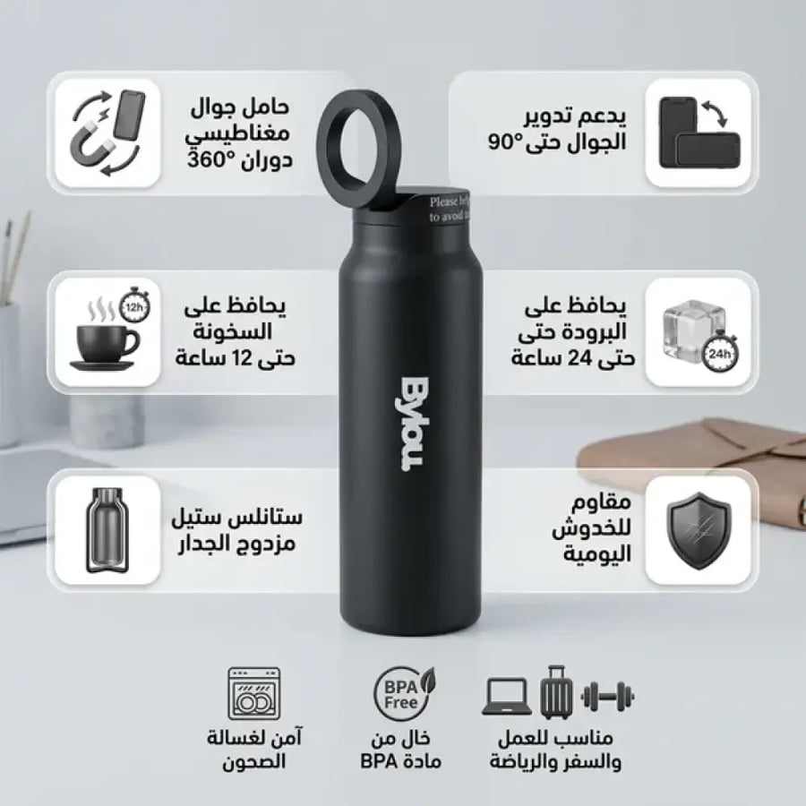 زجاجة مياه بحامل جوال مغناطيسي