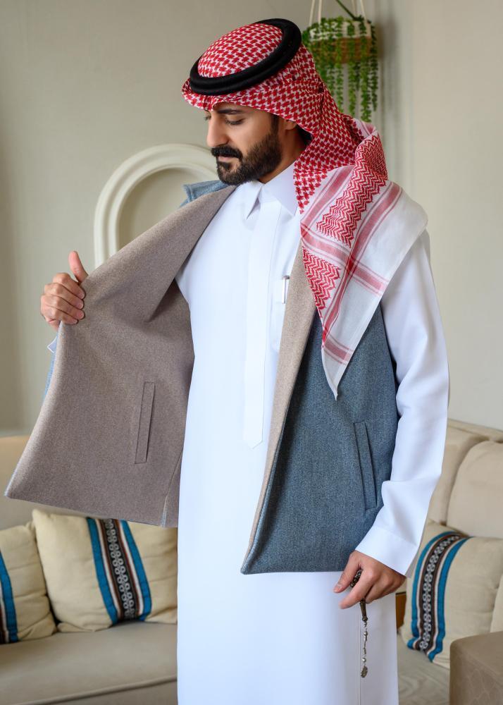سديري دبل فيس بتصميم رسمي بيج رصاصي