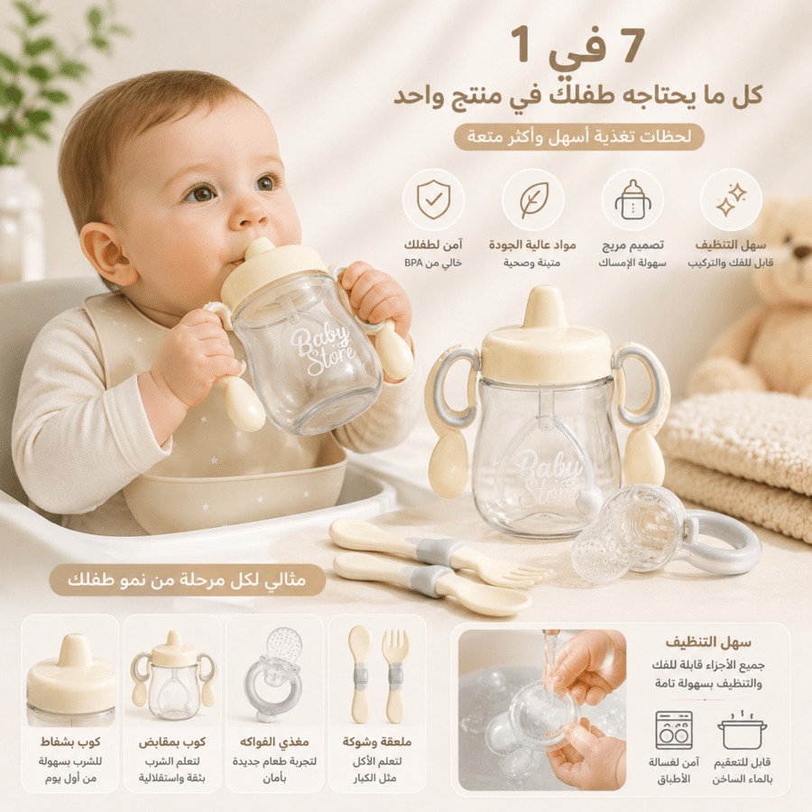 صحن طعام 7 قطع ابيض