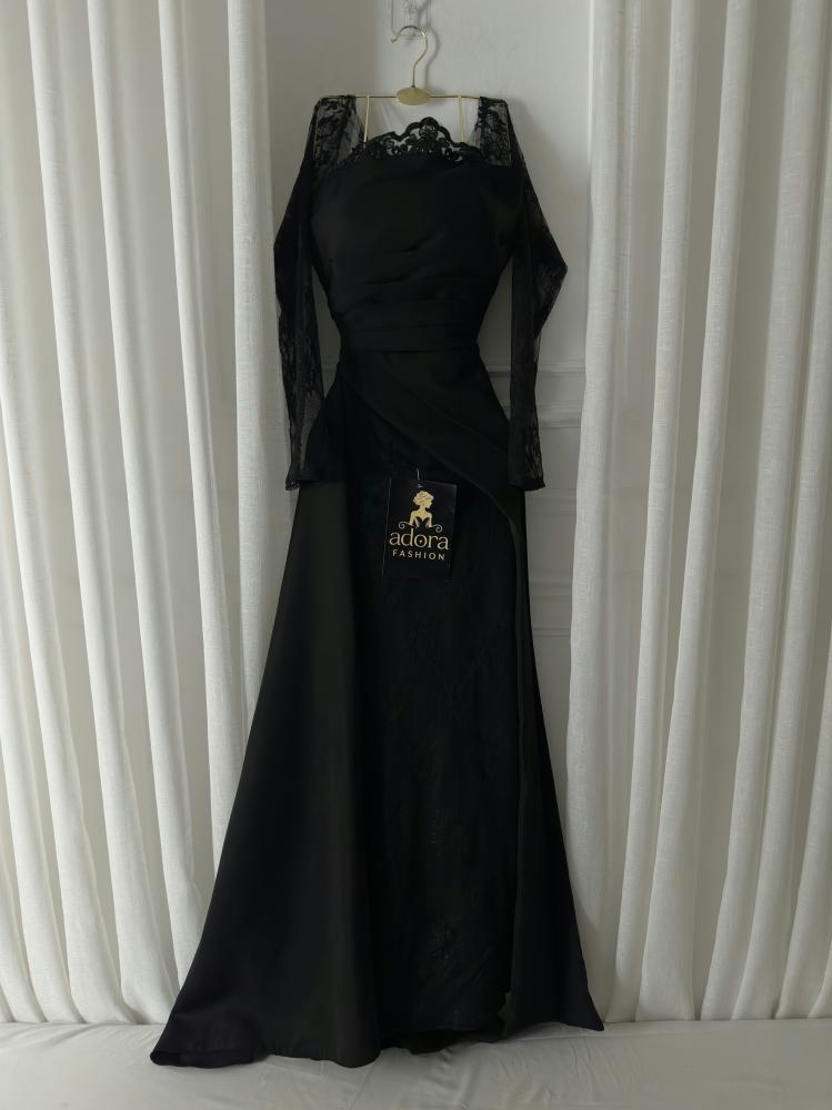 فستان سهره اسود اكمام