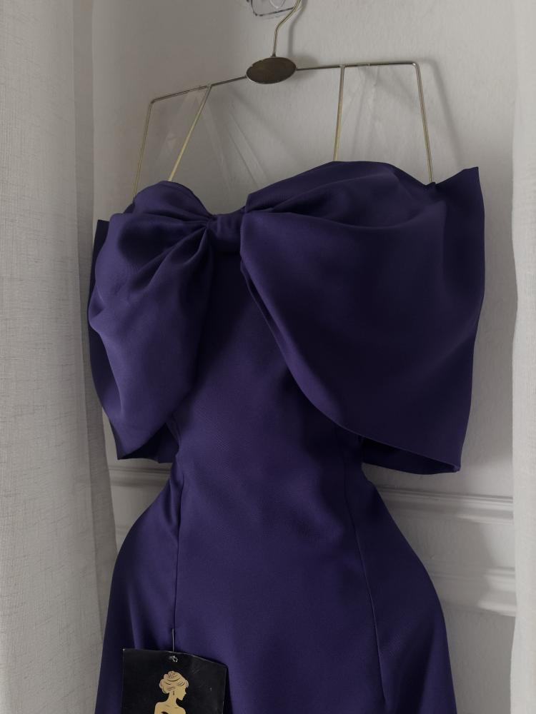 Soft purple dress with exposed shoulder