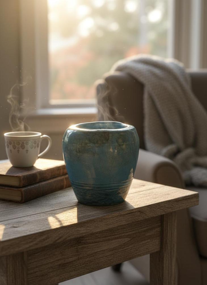 فازا "أفق" اليدوية – سيراميك أزرق سماوي بتفاعلات جليزة فريد