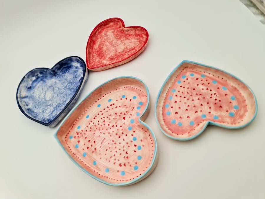 Handmade Heart-Shaped Ceramic Serving Plates – Variety of Designs & Sizes
