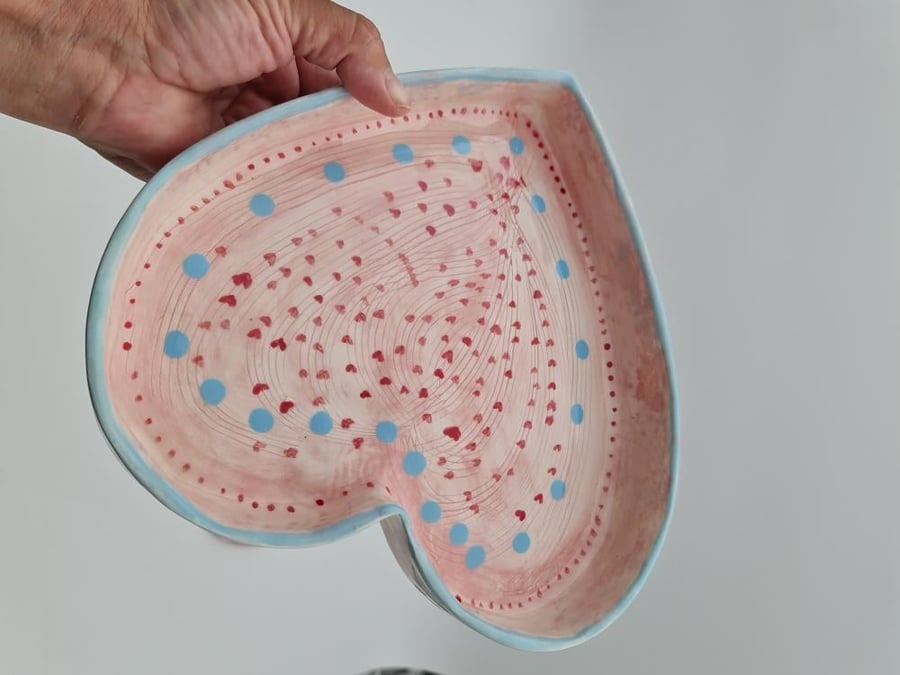 Handmade Heart-Shaped Ceramic Serving Plates – Variety of Designs & Sizes