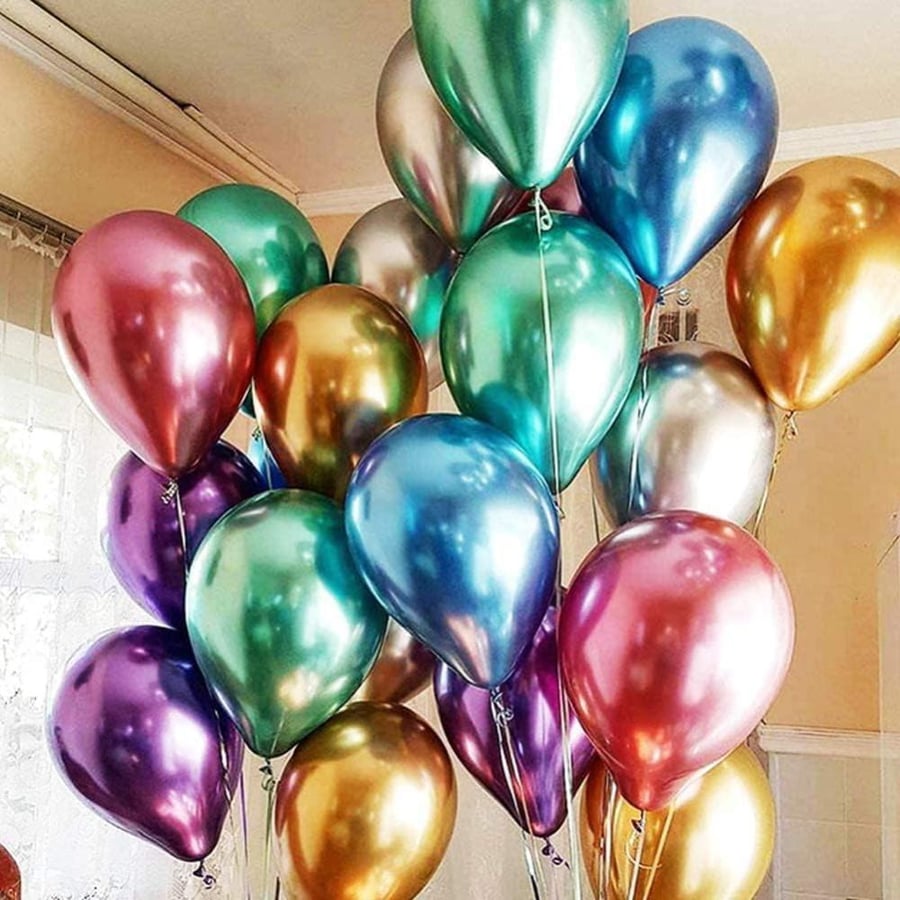 Multicolored Chrome Party Balloons Assorted High Quality Latex Biodegradable Metallic Ballons for Parties Events or Decorations