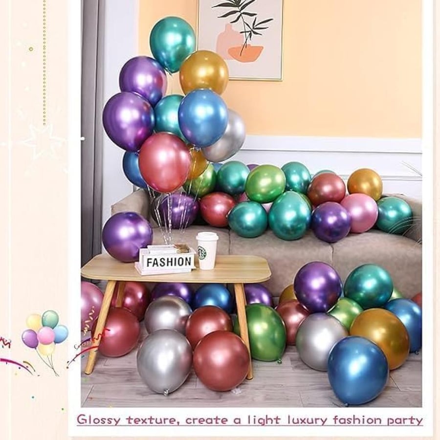 Multicolored Chrome Party Balloons Assorted High Quality Latex Biodegradable Metallic Ballons for Parties Events or Decorations