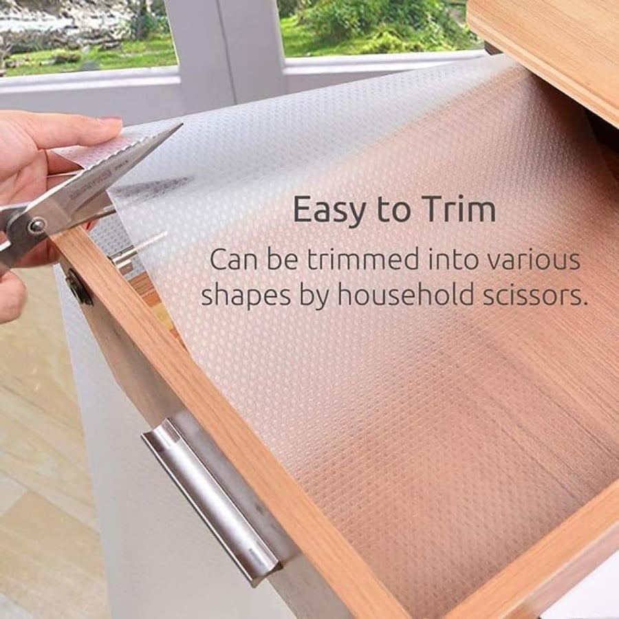 Shelf Liner Roll Non-Adhesive Washable Reusable Non-Slip Mat Oilproof Waterproof Cabinet Drawer Fridge Desk Sheet Food Grade Eva Transparent Textured for Home Kitchen Use