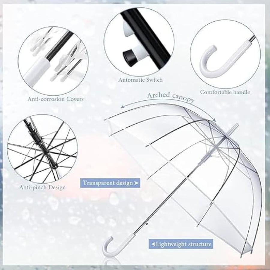 Transparent Umbrella Lightweight and Windproof | Ideal for Rainy Season Photoshoots Travel and Everyday Use | Reinforced 8-Bone Design for Maximum Durability and Protection