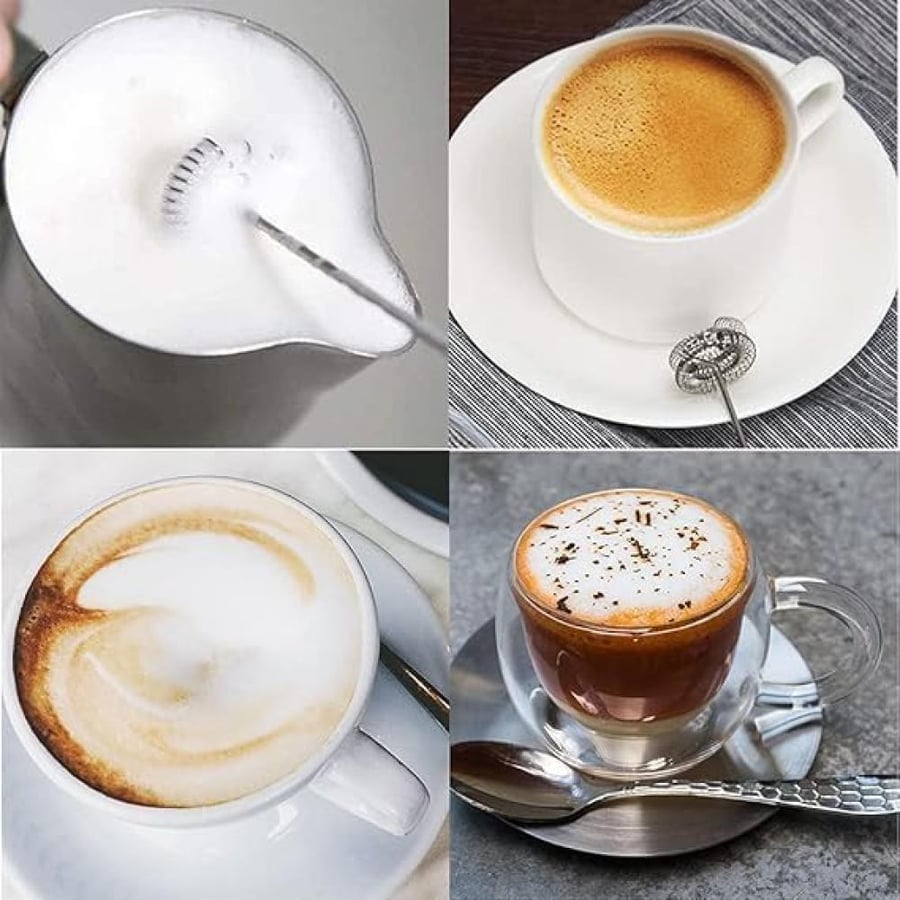 Milk Frother with 2 Interchangeable Whisks Rechargeable Powerful Handheld Foam Maker 3-Speed Adjustable Beater for Coffee Lattes Cappuccinos and More USB Cable Included