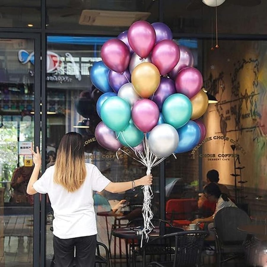 Multicolored Chrome Party Balloons Assorted High Quality Latex Biodegradable Metallic Ballons for Parties Events or Decorations