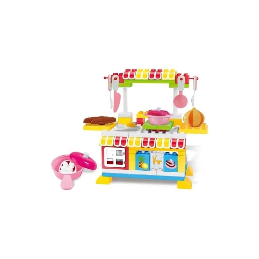 81 Piece Kids Kitchen Blocks Set – Colorful Durable Building Toy for Creative Play Educational Kitchen Construction Fun & Safe Cooking Pretend Play Blocks
