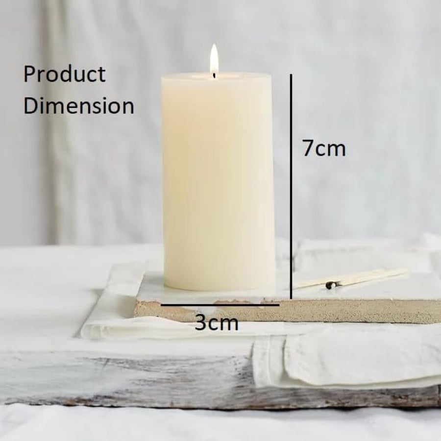 Pillar Candles Unscented Smokeless Decorative Table Candles 3x7cm Ideal for Birthday Christmas Wedding Party Decoration (Pack of 4)