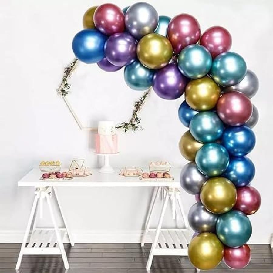 Multicolored Chrome Party Balloons Assorted High Quality Latex Biodegradable Metallic Ballons for Parties Events or Decorations