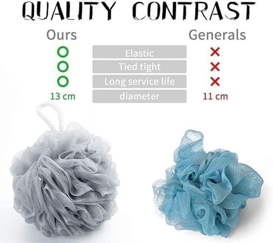 Loofah Bath Sponge For Body Wash Cleaning Exfoliating Shower Accessory Lightweight Ultra Soft Bath Ball Foaming Brush For Men Women (Pack of 3 Random Colors)