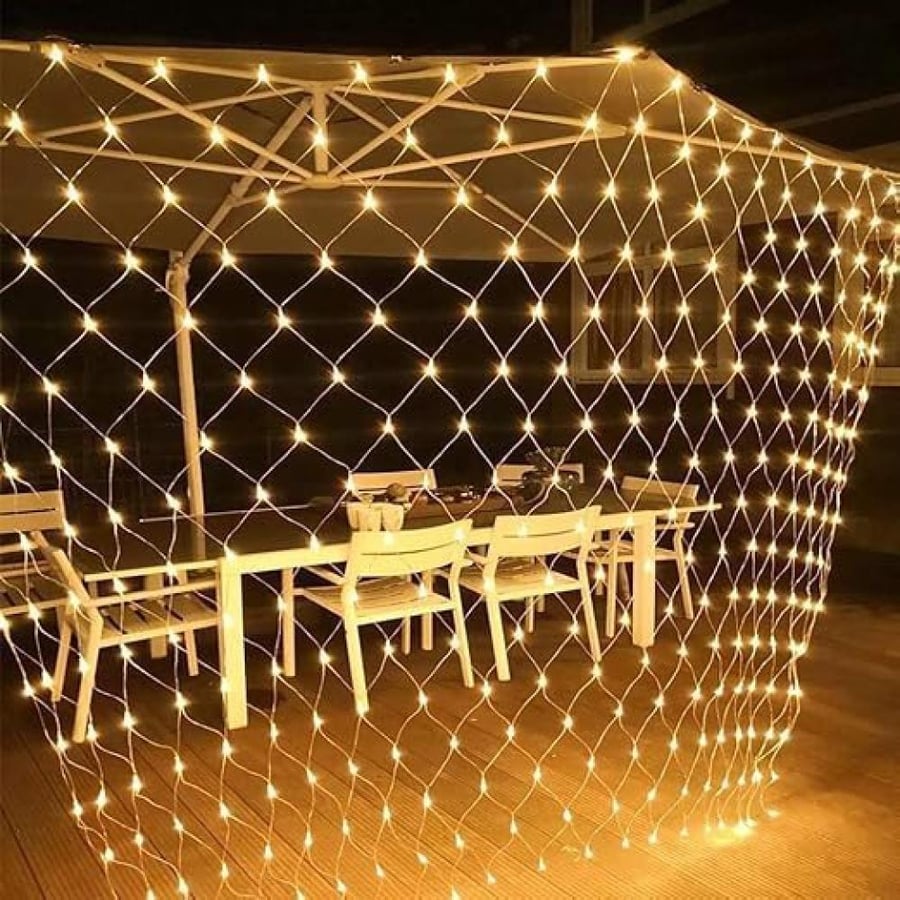 سلسلة مصابيح على شكل ستارة من جويشتري 2 × 2 متر مع 8 اوضاع اضاءة لغرفة النوم وغرفة المعيشة والشرفة وحفلات الزفاف وديكورات الاماكن الداخلية والخارجية (قابس بريطاني)
