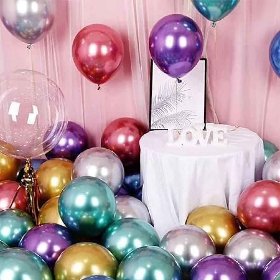 Multicolored Chrome Party Balloons Assorted High Quality Latex Biodegradable Metallic Ballons for Parties Events or Decorations