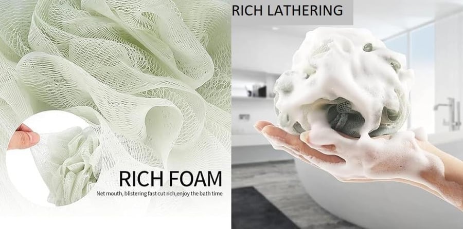 Loofah Bath Sponge For Body Wash Cleaning Exfoliating Shower Accessory Lightweight Ultra Soft Bath Ball Foaming Brush For Men Women (Pack of 3 Random Colors)