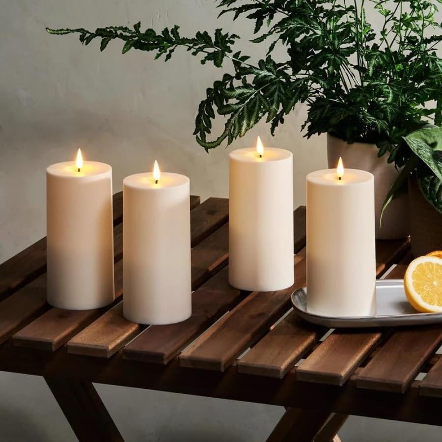 Pillar Candles Unscented Smokeless Decorative Table Candles 3x7cm Ideal for Birthday Christmas Wedding Party Decoration (Pack of 4)