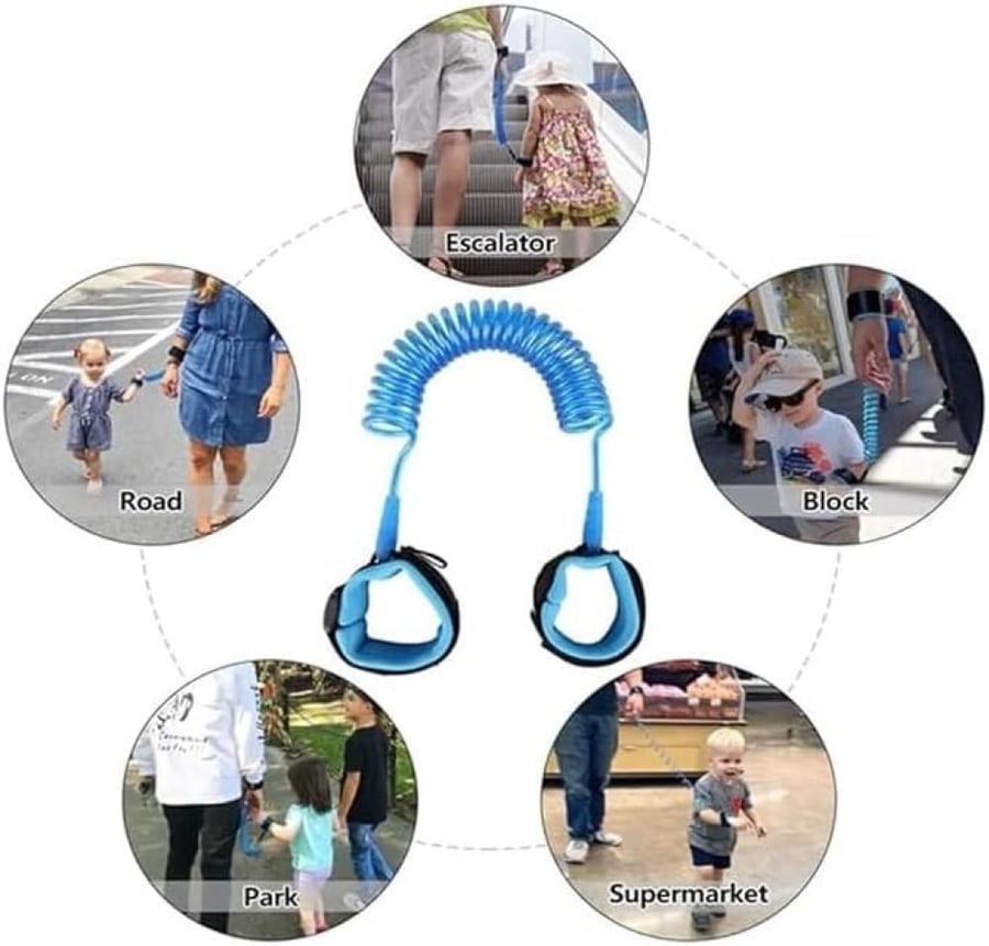Baby Walking Belt 1.5m Flexible Spiral Wire with Adjustable Comfortable Wrist Cuff Anti-lost Harness for Kids Toddlers Safety Product Outdoor Crowded Areas (Color May Vary)