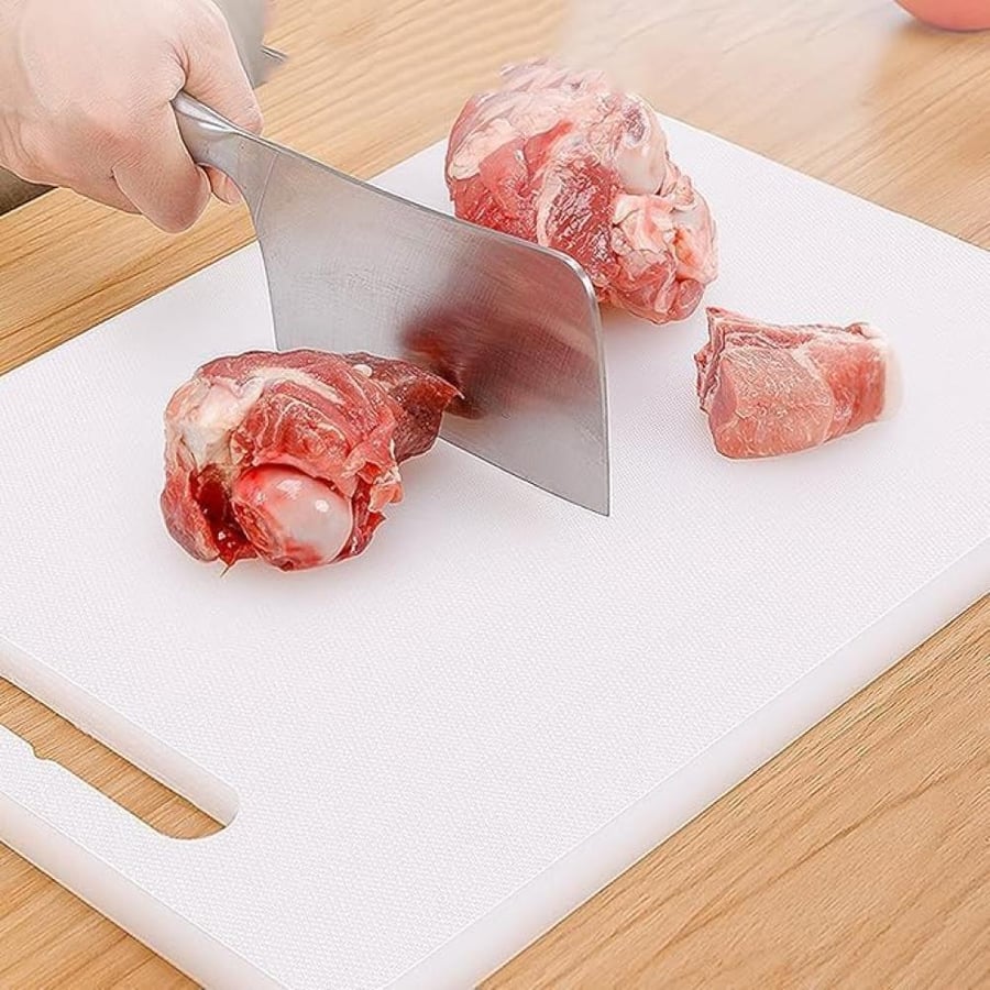 Plastic Cutting Board for Quick & Easy Chopping – Dual-Sided Non-Slip Multipurpose Chopping Board Easy To Clean Kitchen Essential for Fruits Vegetables Meat & Others (Plain White - 43.50 x 27.50 cm)