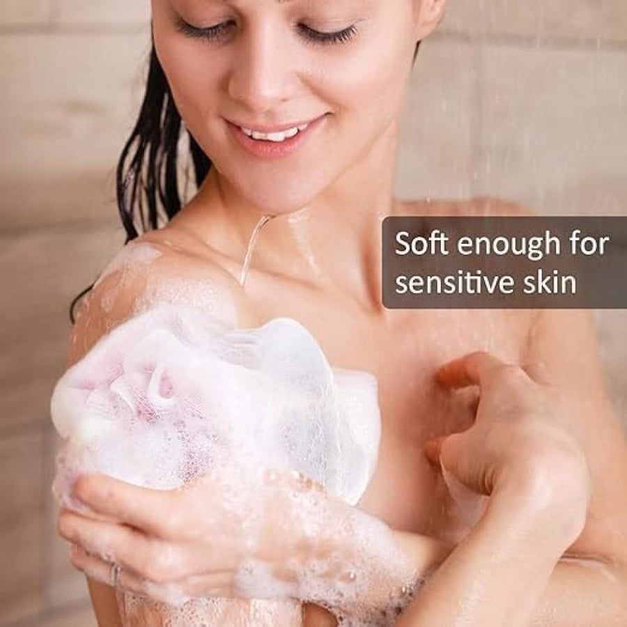 Loofah Bath Sponge For Body Wash Cleaning Exfoliating Shower Accessory Lightweight Ultra Soft Bath Ball Foaming Brush For Men Women (Pack of 3 Random Colors)