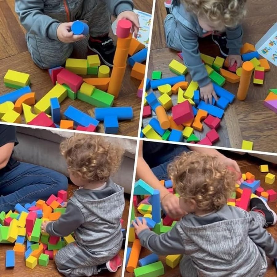 52 Pieces Foam Building and Stacking Blocks Soft Durable Stackable Fun Foam Blocks Multicolor Washable Variety of Shapes Learning Educational Toy