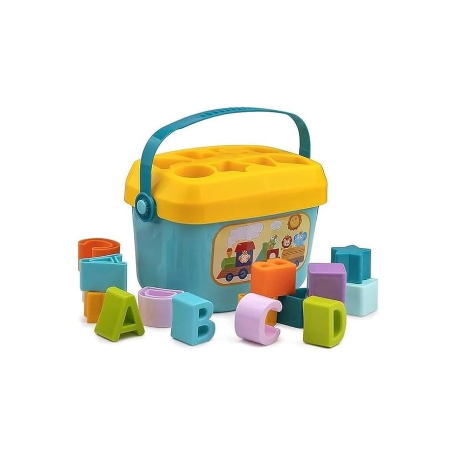 Learning And Educational Baby's First Blocks 16 Pieces ABCD And Shapes Sorting Blocks Multicolored Portable Toy For Babies And Kids