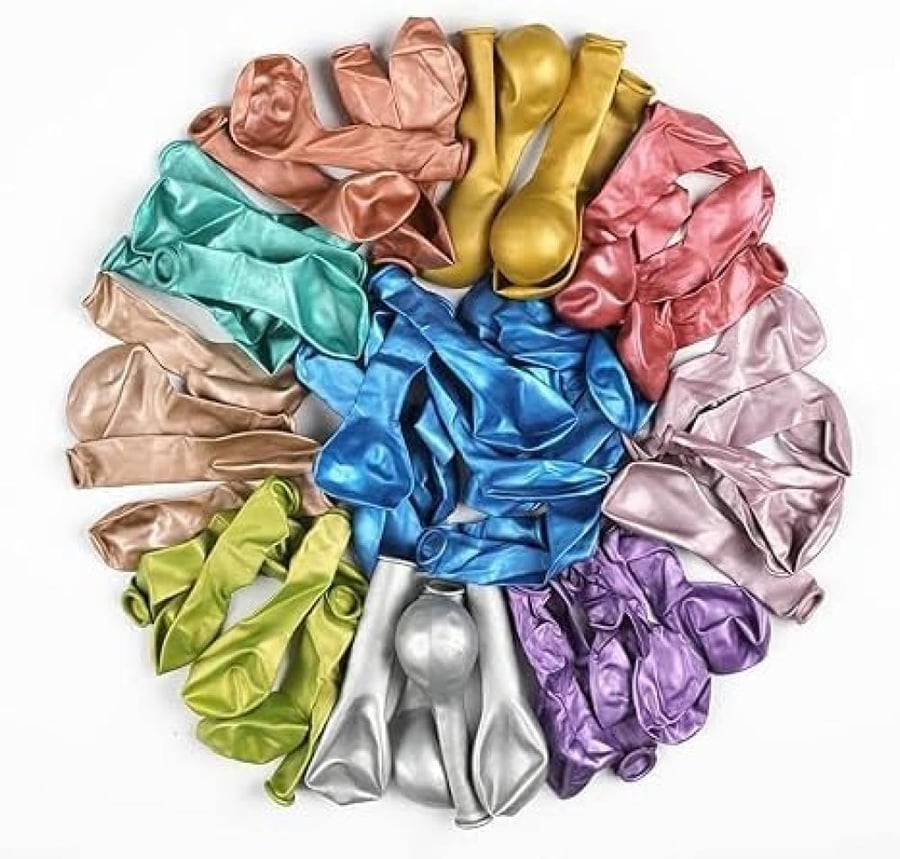 Multicolored Chrome Party Balloons Assorted High Quality Latex Biodegradable Metallic Ballons for Parties Events or Decorations